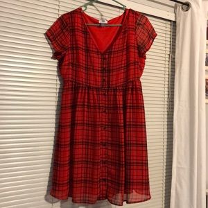 Red and black plaid dress